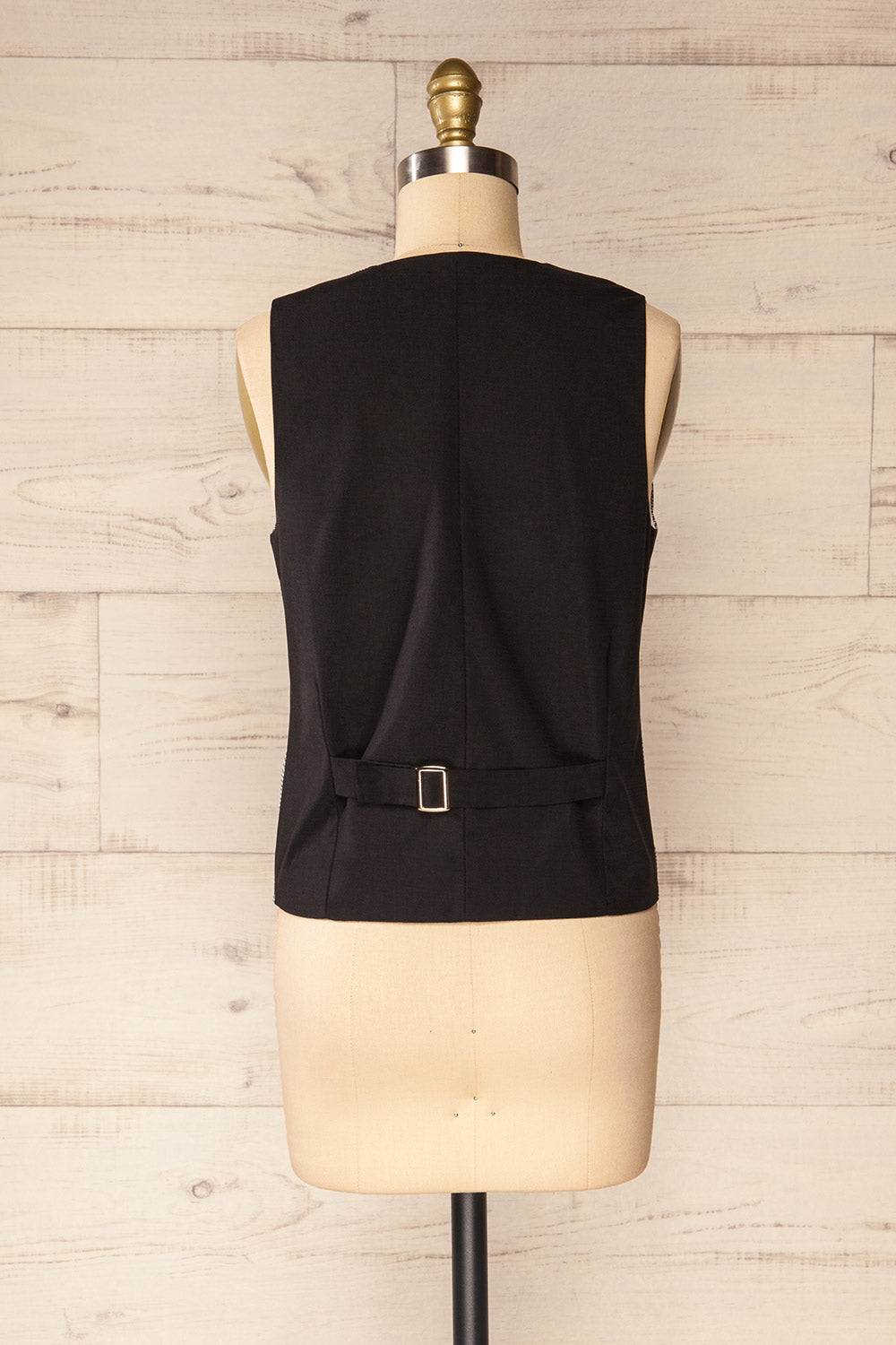 Pogorzela Black Houndstooth V-Neck Vest | La petite garçonne back view 