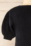 Polikh Black Puffy Sleeve Knit Top | La petite garçonne back close-up