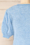 Polikh Blue Puffy Sleeve Knit Top | La petite garçonne back close-up