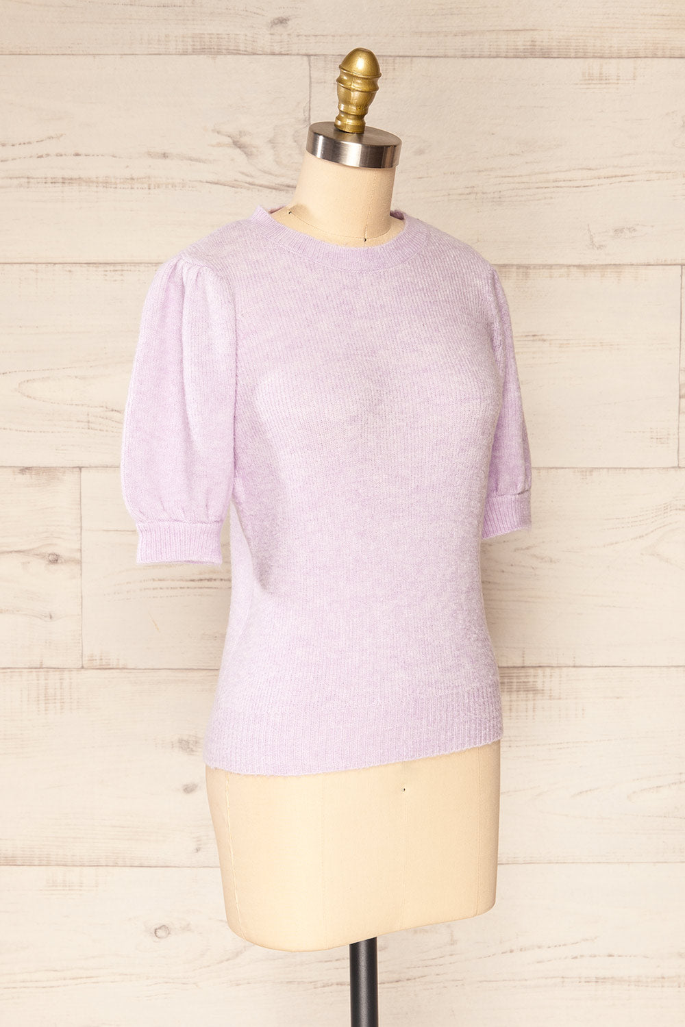 Polikh Lilac Puffy Sleeve Knit Top | La petite garçonne side view 