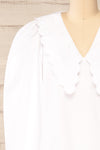 Pombal White Peter Pan Collar Top | La petite garçonne  front close-up