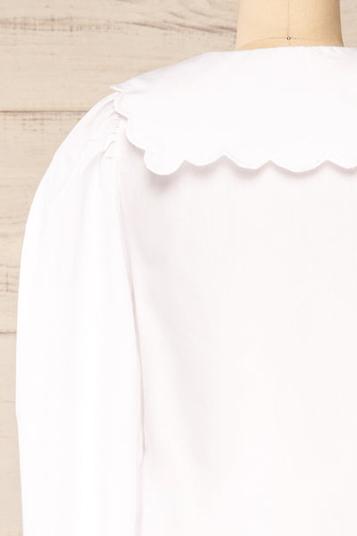 Pombal White Peter Pan Collar Top | La petite garçonne  back close-up