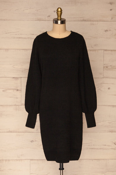 Poorto Black Short Knitted Dress | La petite garçonne front view
