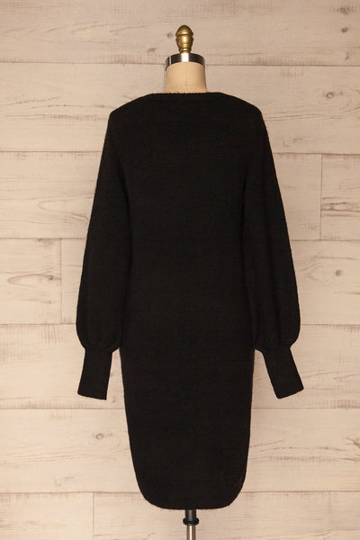 Poorto Black Short Knitted Dress | La petite garçonne back view