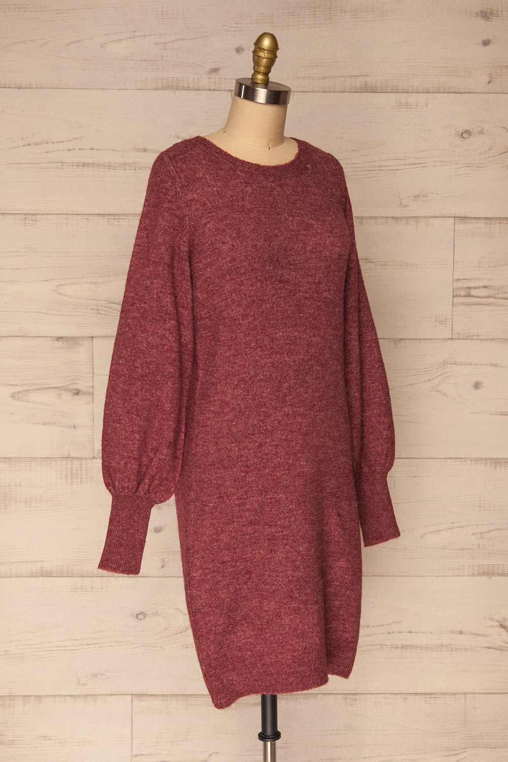 Poorto Dark Pink Short Knitted Dress | La petite garçonne side view 