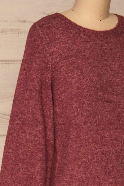 Poorto Dark Pink Short Knitted Dress | La petite garçonne side close-up