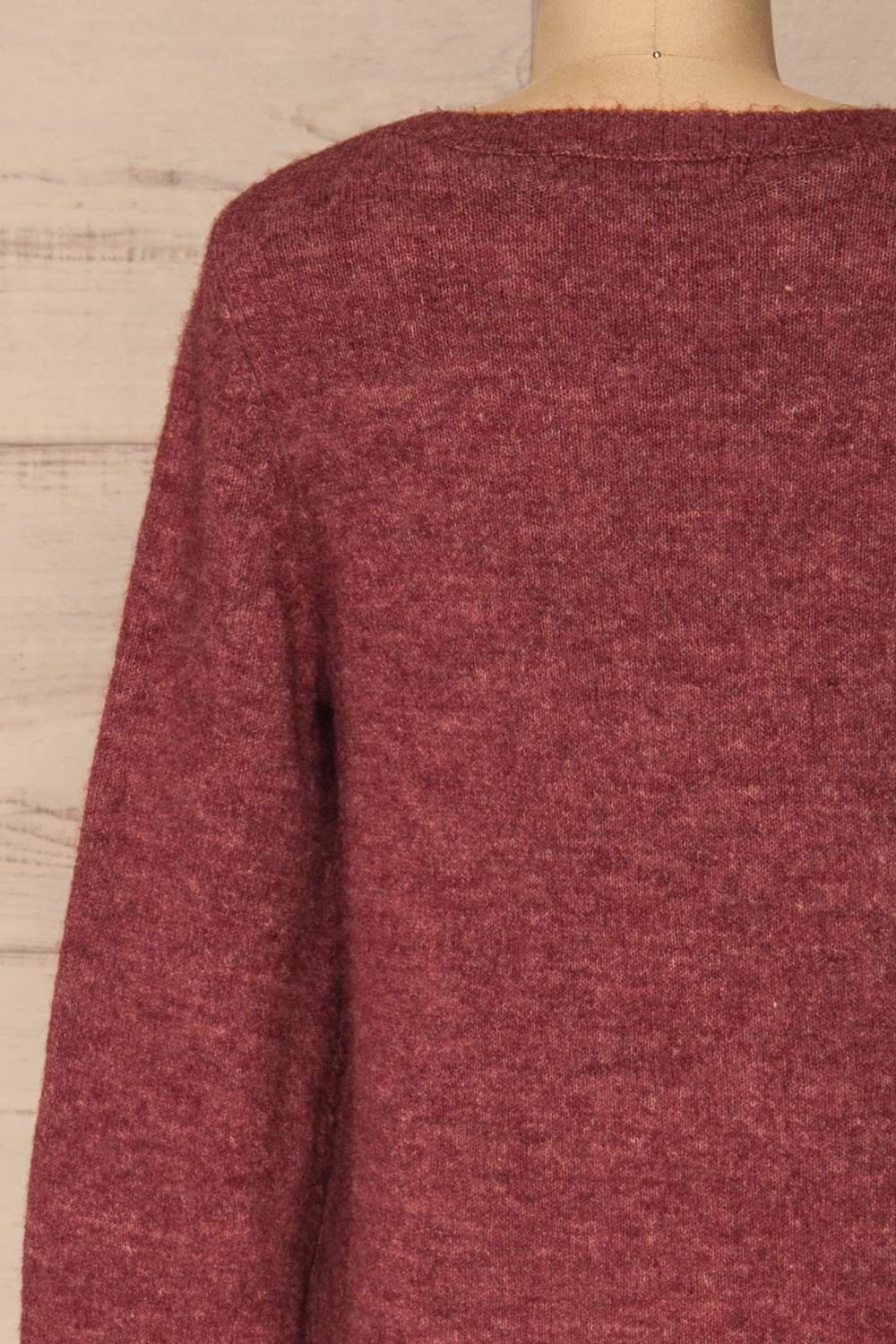 Poorto Dark Pink Short Knitted Dress | La petite garçonne back close-up