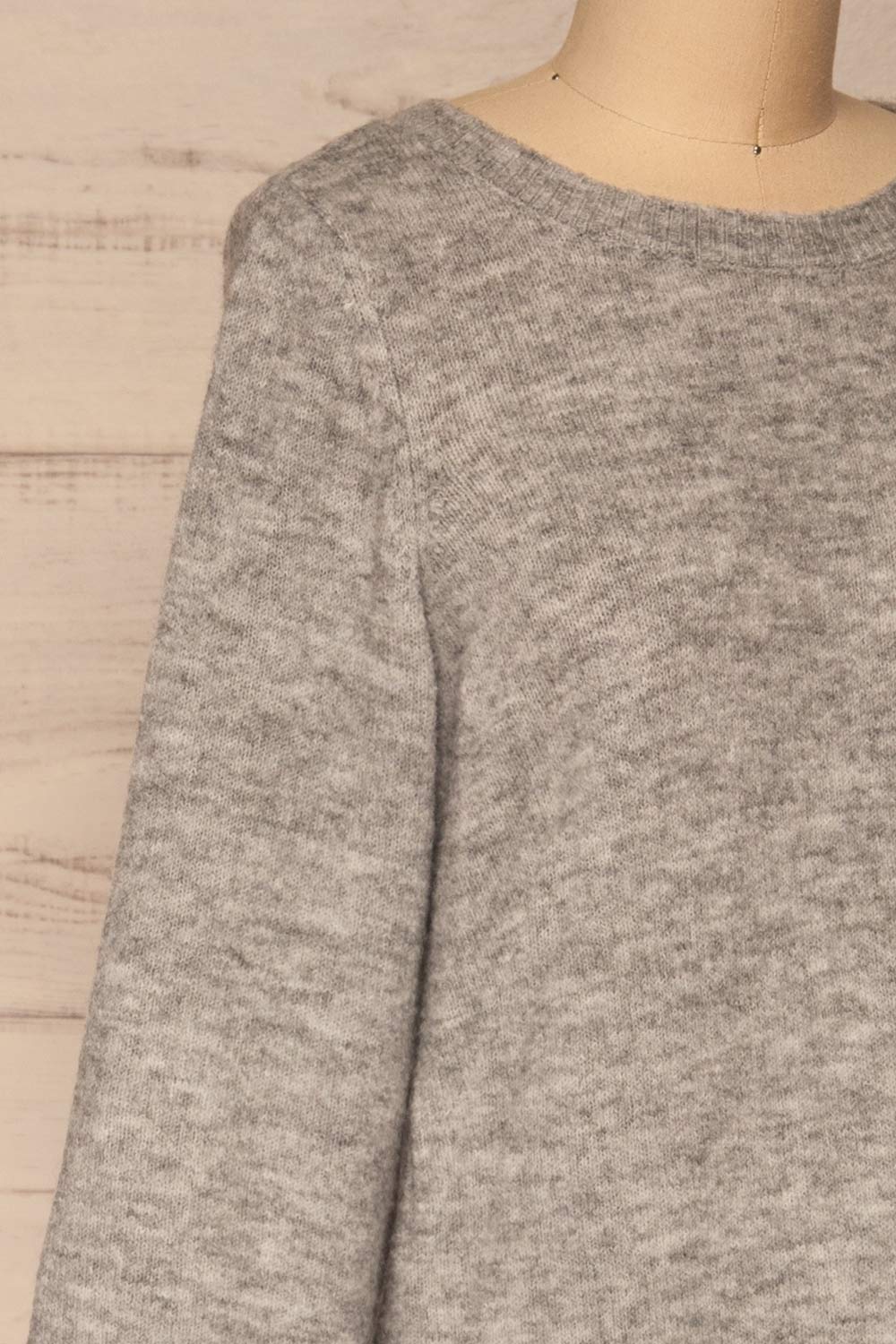 Poorto Grey Short Knitted Dress | La petite garçonne side close-up