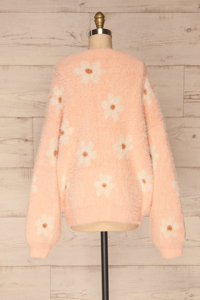 Popoli Pink Floral Fuzzy Sweater | La petite garçonne back view