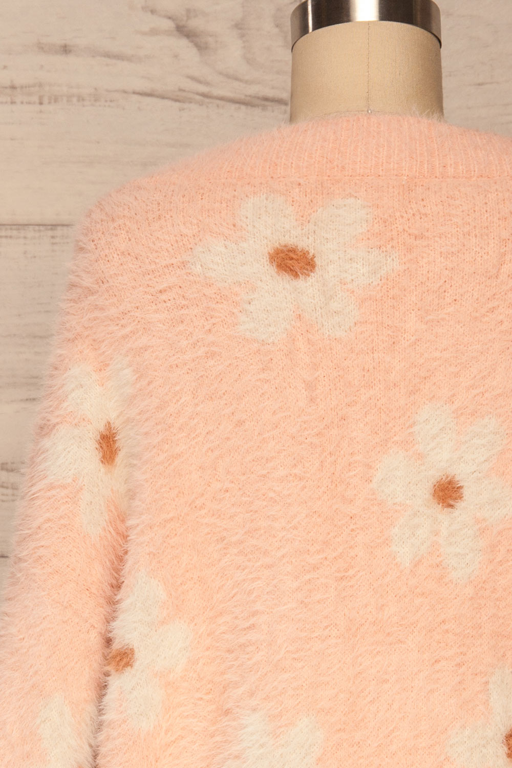 Popoli Pink Floral Fuzzy Sweater | La petite garçonne back close up