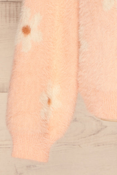 Popoli Pink Floral Fuzzy Sweater | La petite garçonne sleeve