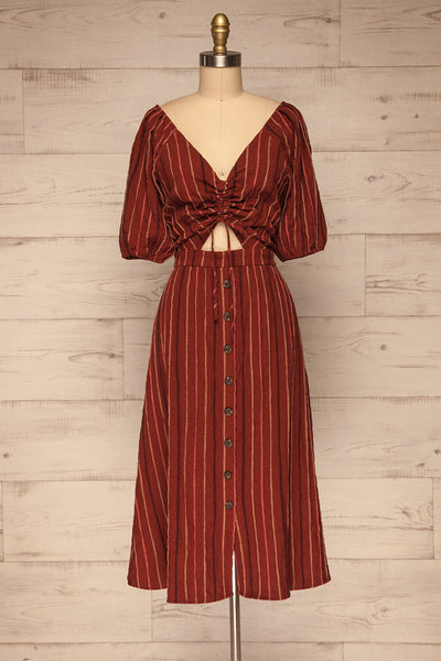 Porrima Striped Dress | Robe Mi-longue | La Petite Garçonne front view