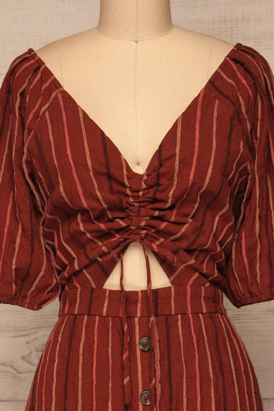 Porrima Striped Dress | Robe Mi-longue | La Petite Garçonne front close-up