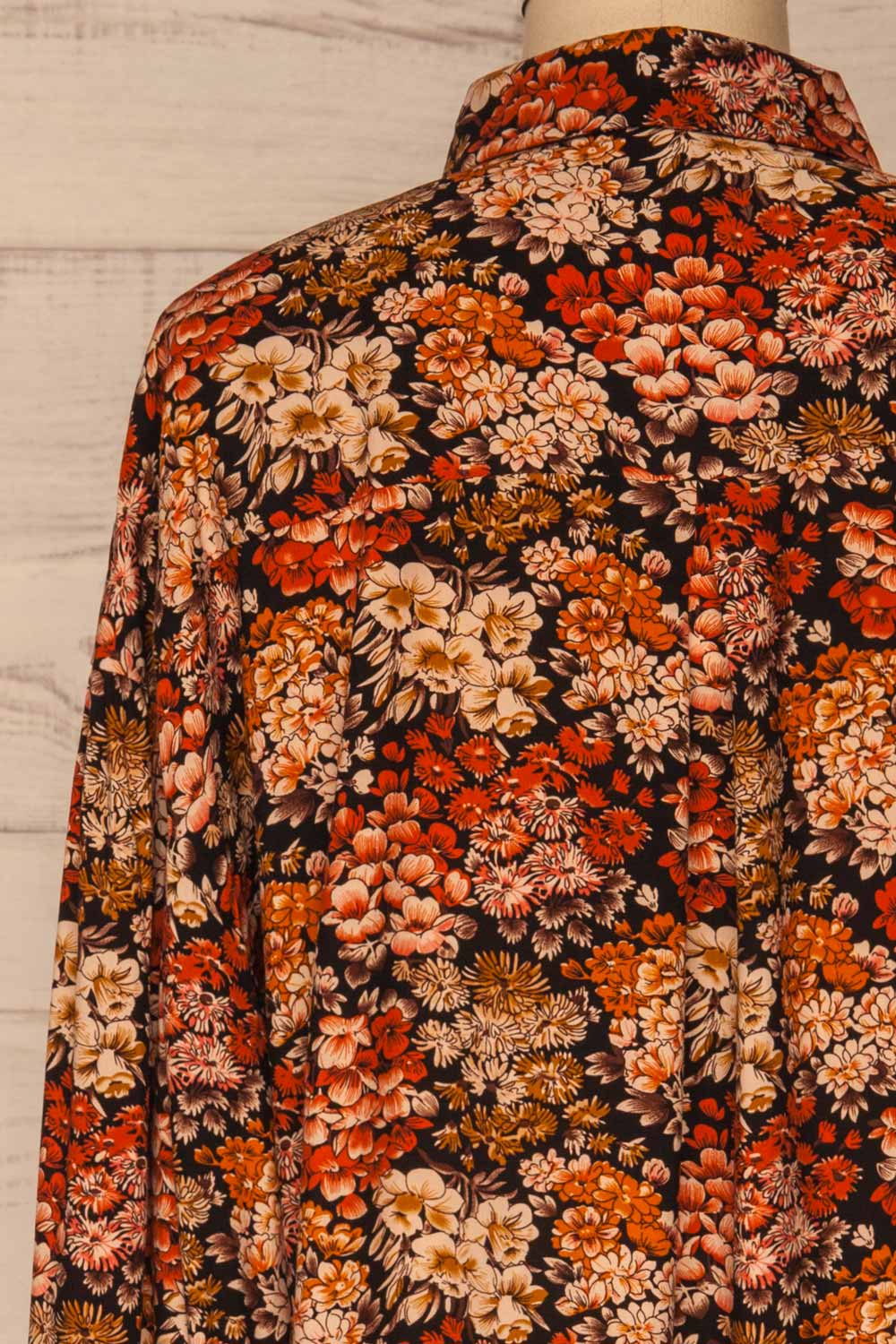 Pozega Black Floral Print Shirt | La petite garçonne  back close-up