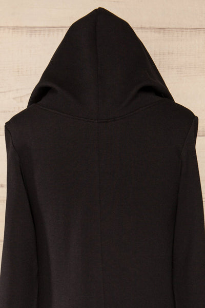 Prague Black Midi Hooded Sweater Dress | La petite garçonne back hood