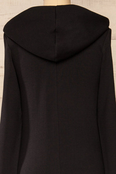 Prague Black Midi Hooded Sweater Dress | La petite garçonne back close-up