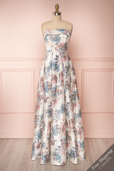 Prencelia White Floral Bustier Maxi Dress | Boudoir 1861 front view