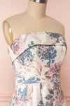 Prencelia White Floral Bustier Maxi Dress | Boudoir 1861 side close up