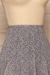 Preveza Blue Floral Ruffle Mini Skirt | La petite garçonne side close-up
