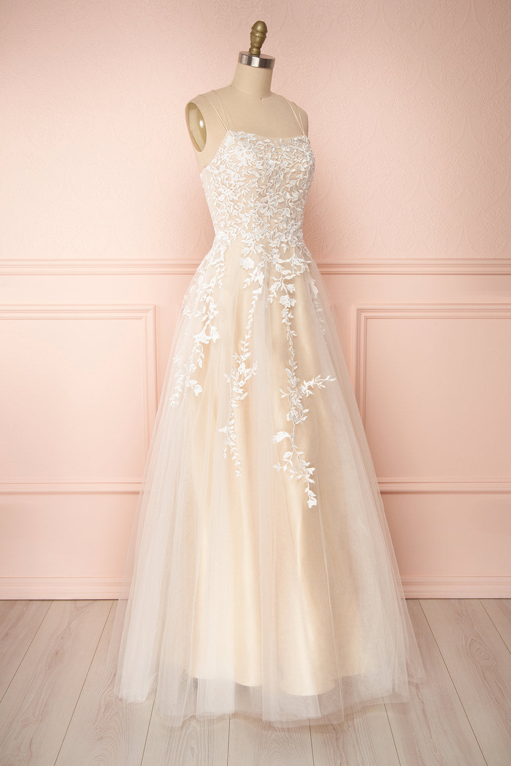 Primrose Beige Embroidered Bridal Dress | Boudoir 1861 side view 