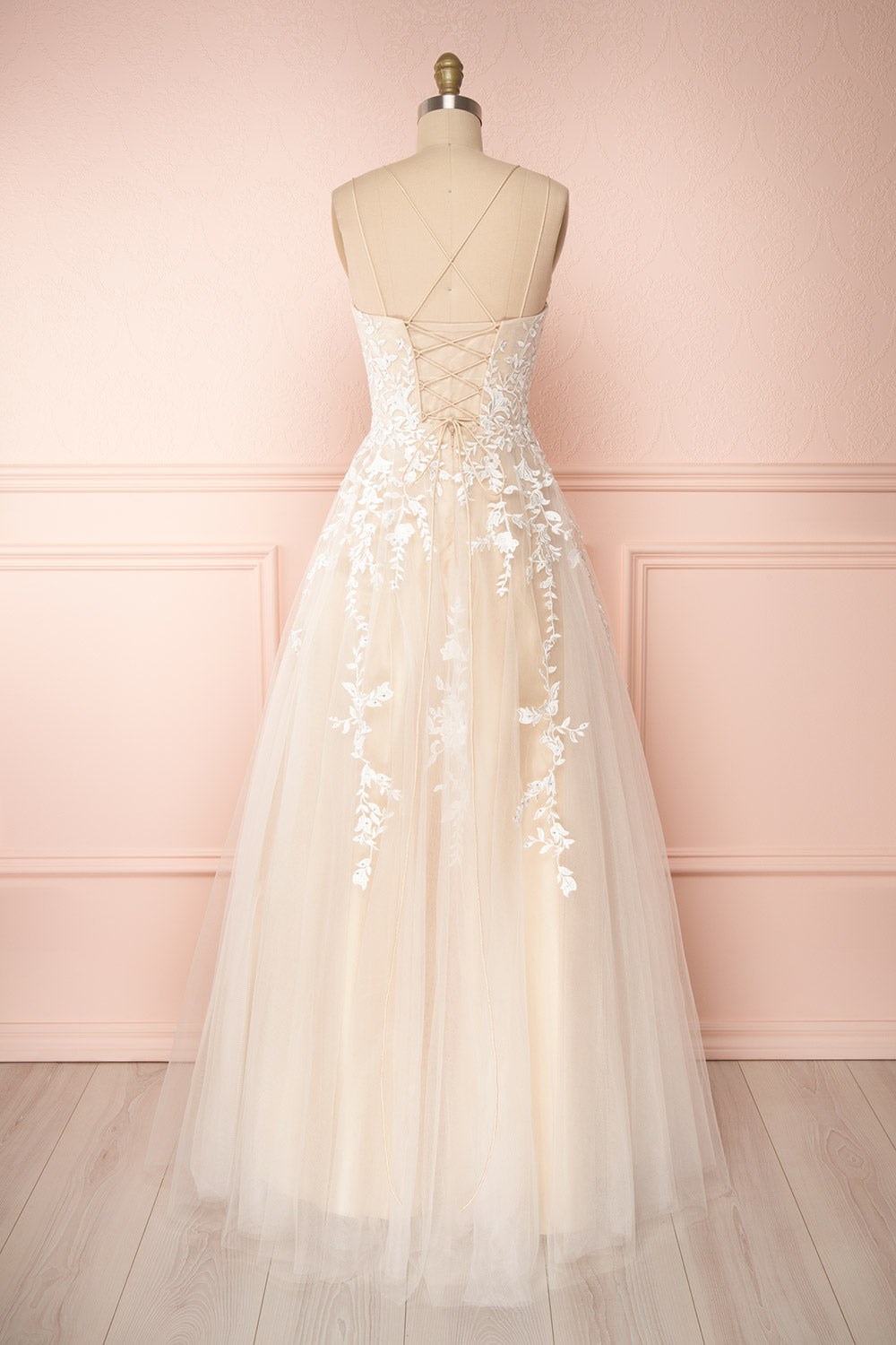 Primrose Beige Embroidered Bridal Dress | Boudoir 1861 back view 