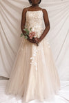 Primrose Beige Embroidered Bridal Dress | Boudoir 1861 on model