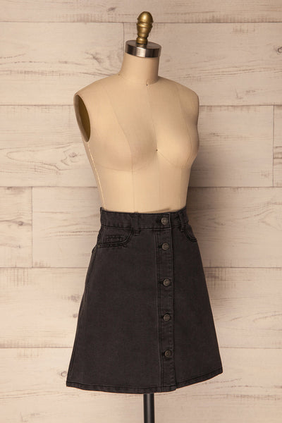 Probichtip Black Denim Button-Up Mini Skirt | La Petite Garçonne 3