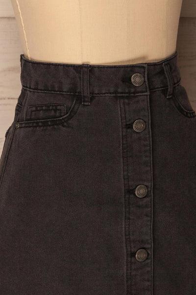 Probichtip Black Denim Button-Up Mini Skirt | La Petite Garçonne 4