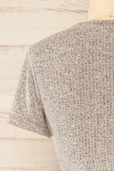 Prudnik Grey Cutout Cropped T-Shirt | La petite garçonne  back close-up