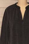 Ptolemaida Black A-Line Long Sleeve Dress | La petite garçonne  front close-up