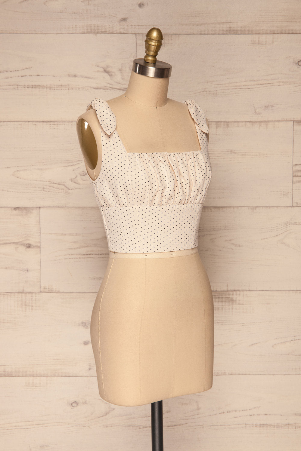 Pultusk Beige Polka Dot Crop Top | La petite garçonne side view