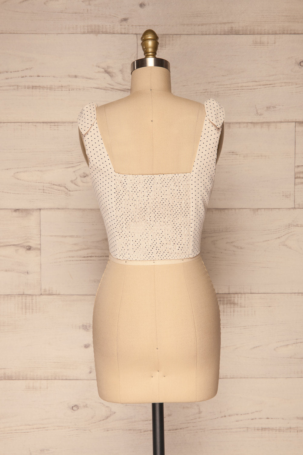 Pultusk Beige Polka Dot Crop Top | La petite garçonne back view