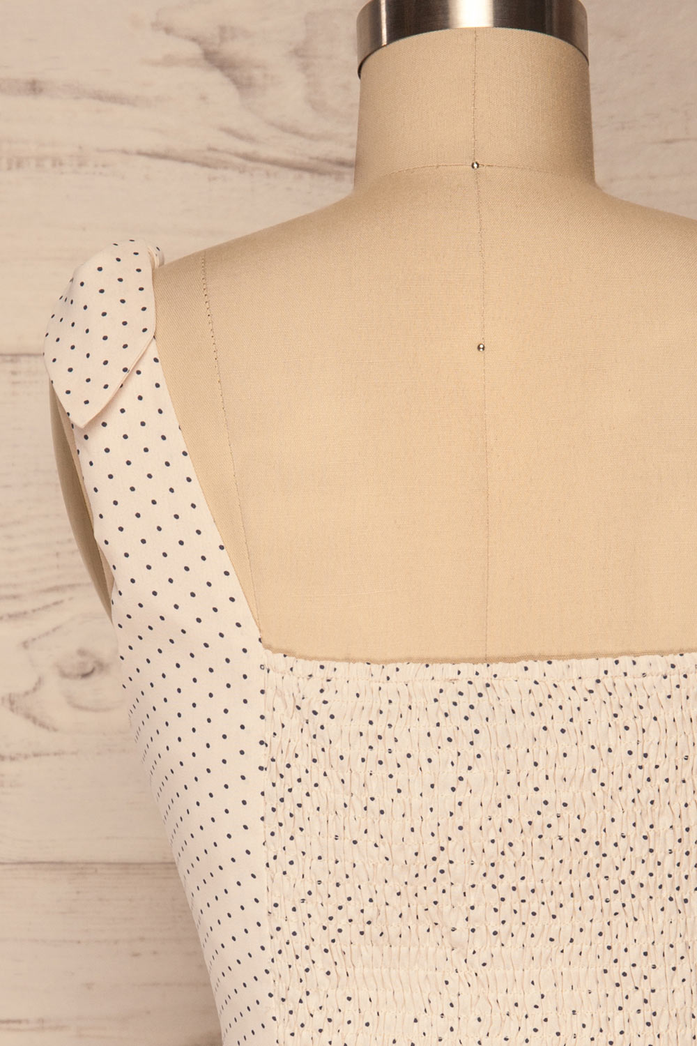 Pultusk Beige Polka Dot Crop Top | La petite garçonne back close up