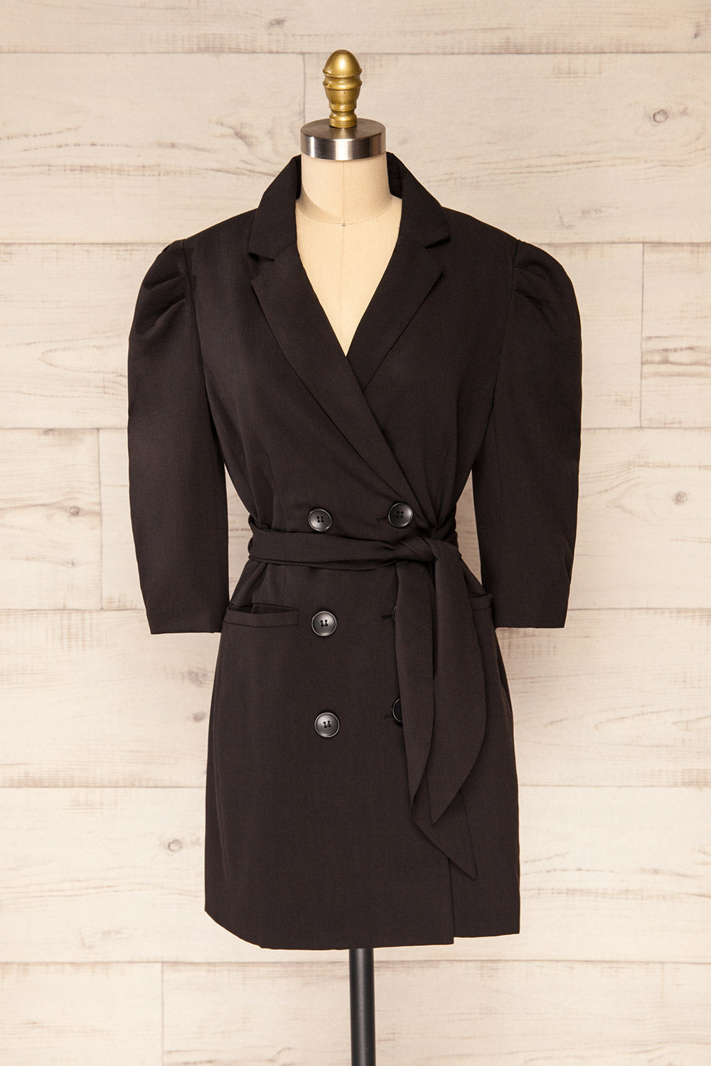 Pyskowice Black Buttoned Blazer Dress | La petite garçonne front view 