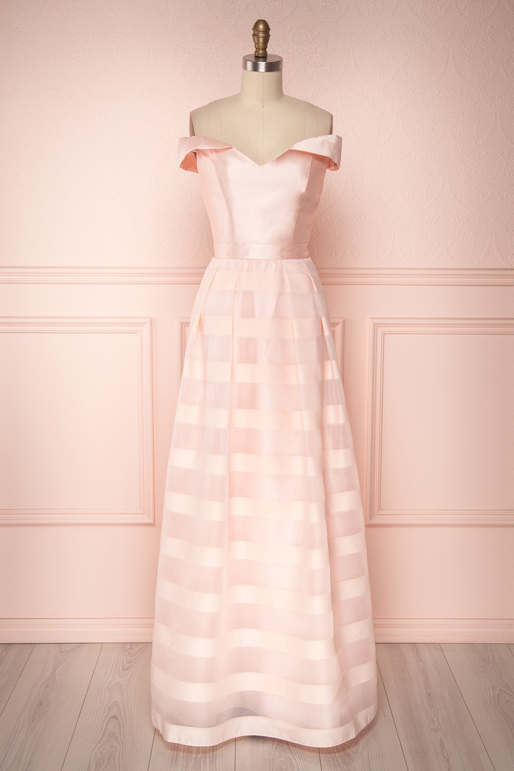 Qhyn Light Pink Off-Shoulder A-Line Maxi Dress | Boutique 1861