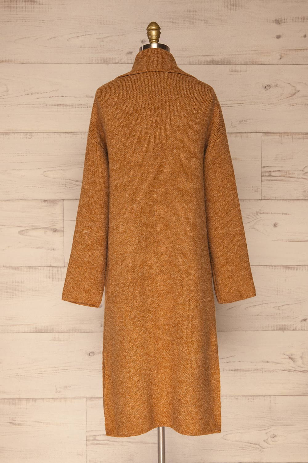 Qormi Brown Long Knitted Cardigan | La petite garçonne back view 