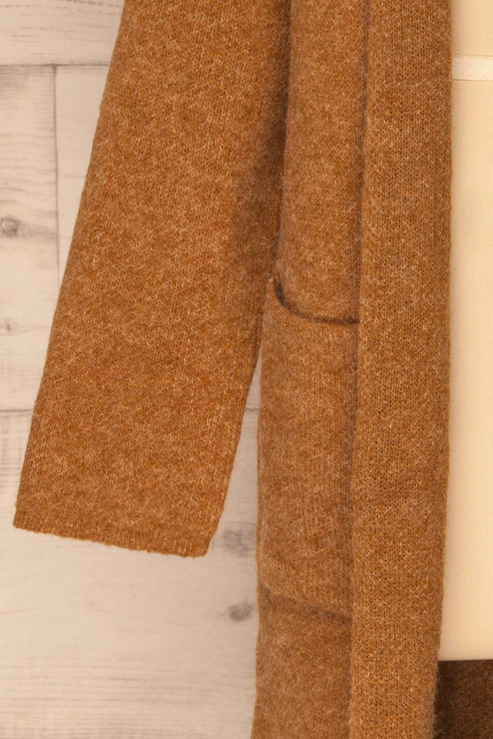 Qormi Brown Long Knitted Cardigan | La petite garçonne sleeve 