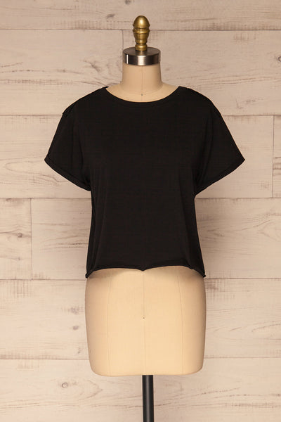 Quarreni Black Crop T-Shirt | La petite garçonne front view