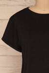 Quarreni Black Crop T-Shirt | La petite garçonne front close-up