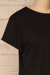 Quarreni Black Crop T-Shirt | La petite garçonne side close-up