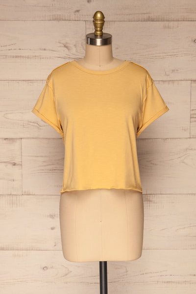 Quarreni Light Yellow Crop T-Shirt | La petite garçonne front view