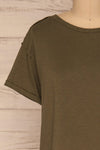 Quarreni Olive Green Crop T-Shirt | La petite garçonne front close-up