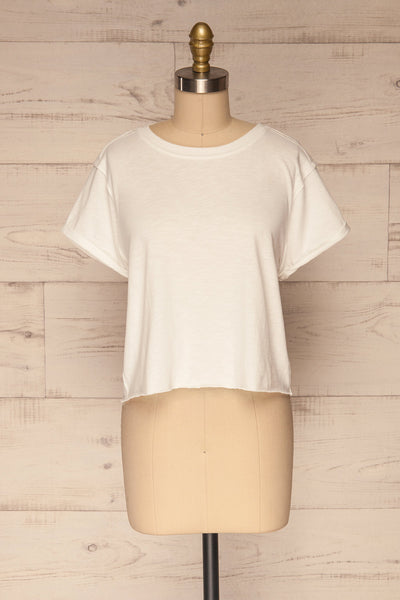 Quarreni White Crop T-Shirt | La petite garçonne front view