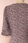 Queluz Black Floral Maxi Dress w/ Slit | Boutique 1861 back close-up