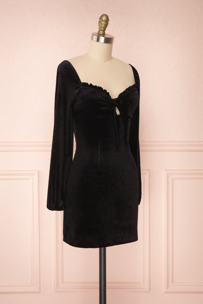 Quincey Black Short Velvet Dress | Boutique 1861 side view