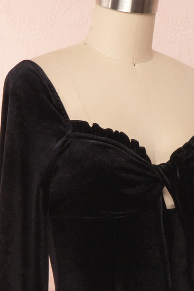 Quincey Black Short Velvet Dress | Boutique 1861 side view