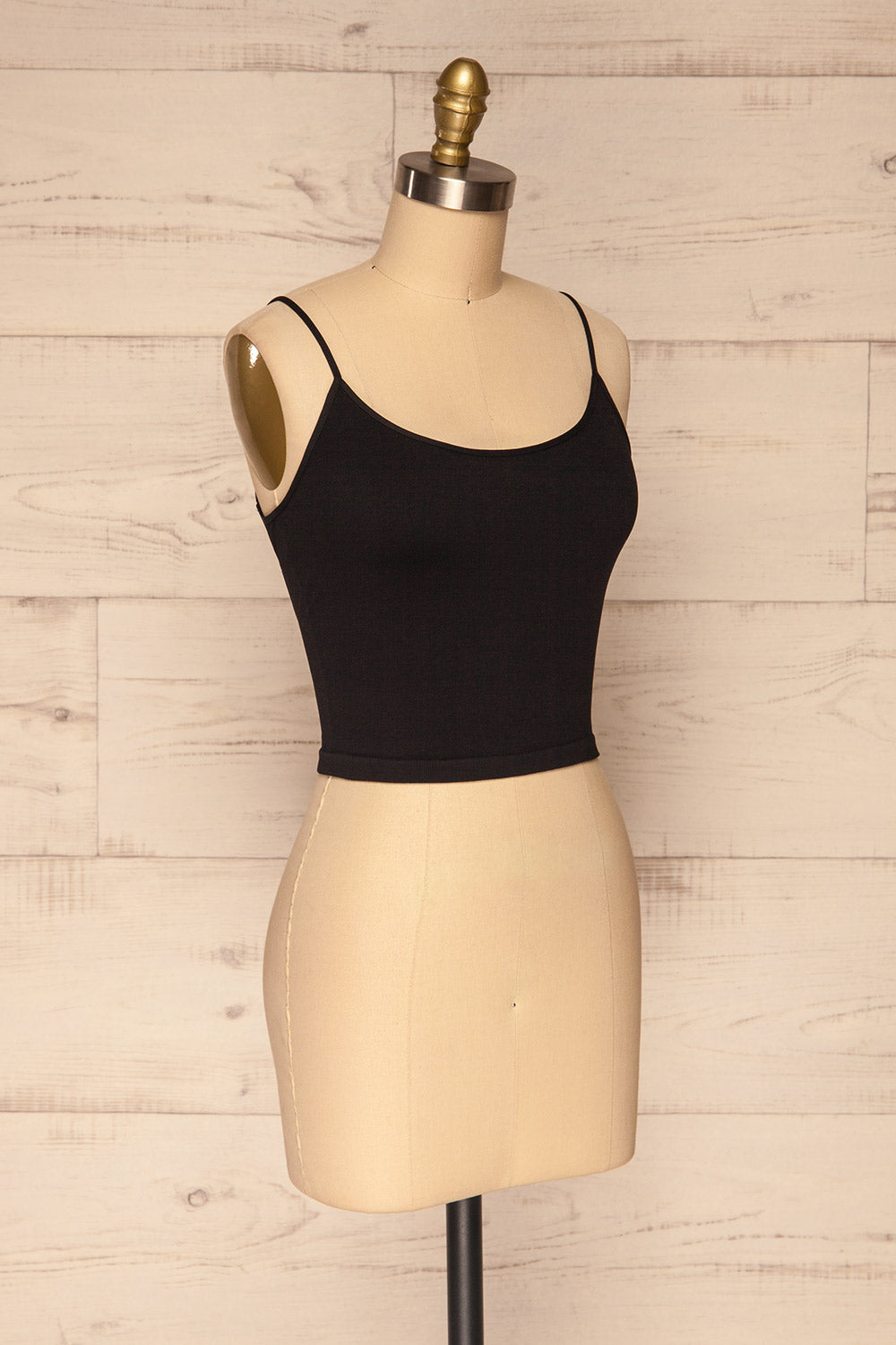 Qyppa Black Fitted Crossed Back Crop Top | La petite garçonne side view 