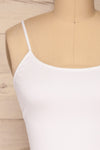 Qyppa White Fitted Crossed Back Crop Top | La petite garçonne front close-up