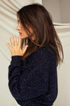Rachelle Oversized Navy Knit Sweater | La petite garçonne model