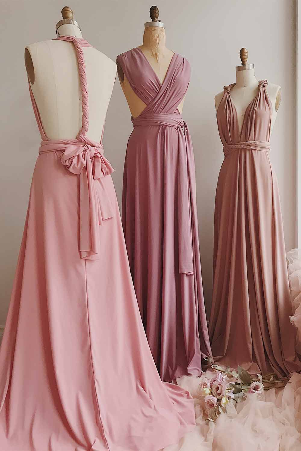 Dusty pink dress and navy shoes store